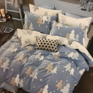 Komplettes 6-teiliges Bettwäsche-Set – Doppelgröße mit Kiefern-Design