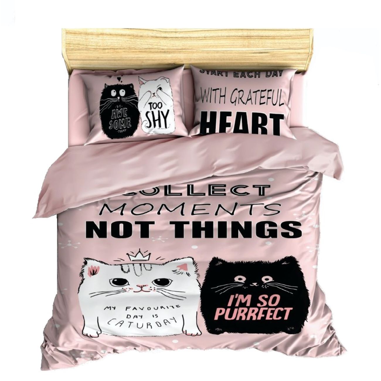 Gemütliche Nächte Bettwäsche-Set – Perfekt für Kinder, Katzen-Design, 5 Teile