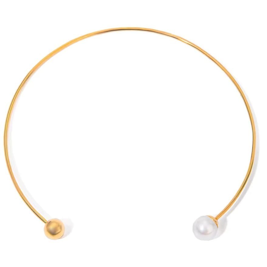 Vergoldete Choker mit Perlen & Perlenperlen – Elegante Halskette für Damen