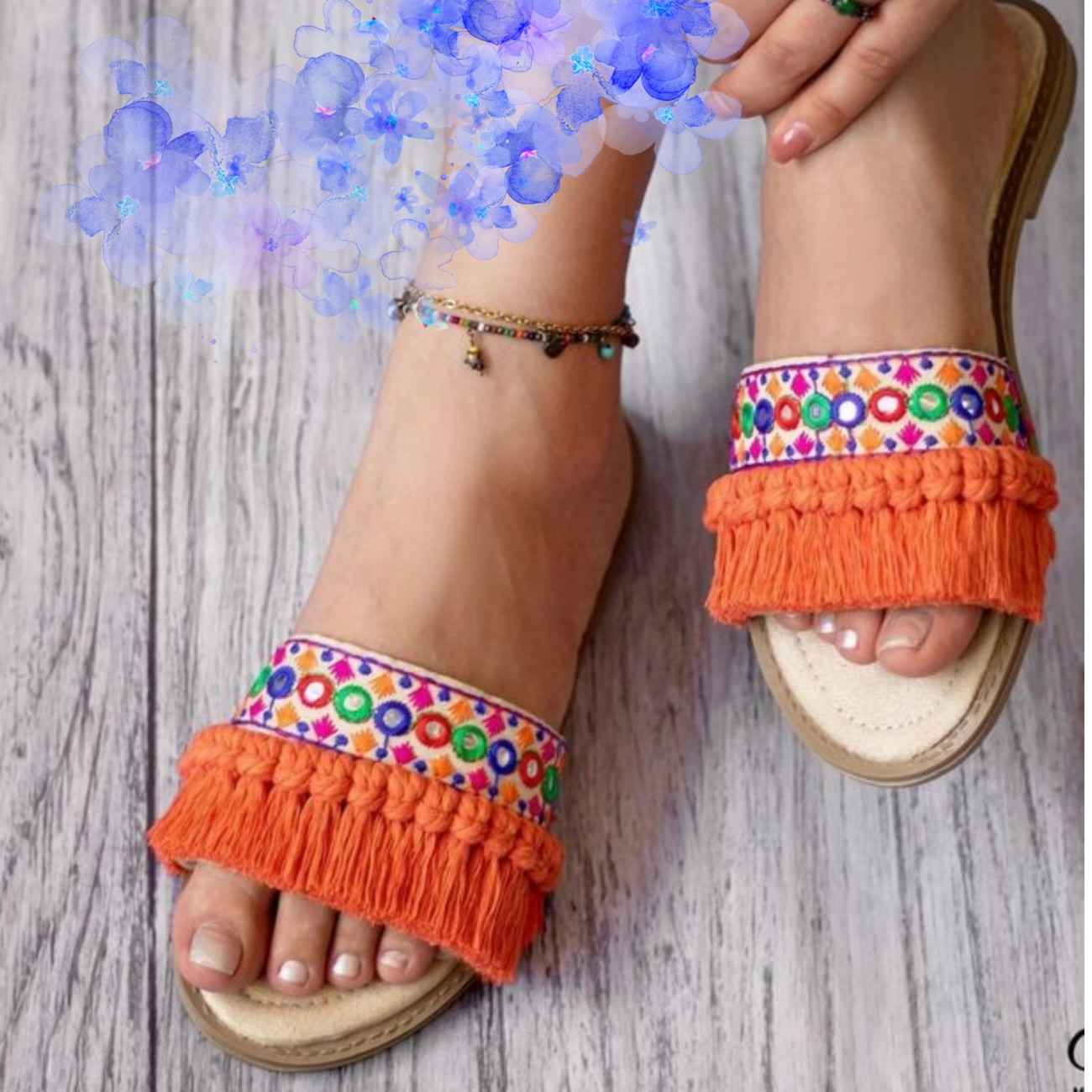 Gestickter Macrame-Hausschuh – Perfekt als Geschenkset für Geburtstag, Feiertage, Einweihung oder SPA