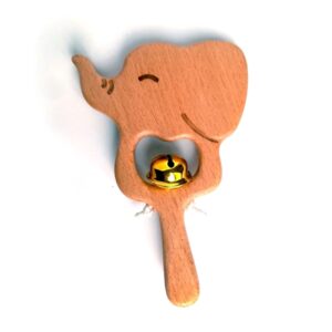 Erste Baby-Rassel Elefanten-Design – Zeitloses und sicheres Holz-Erinnerungsstück
