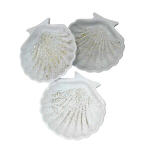 Handgefertigte Schmuckschalen in Muschelform mit Glitzereffekt – 3-teiliges Set