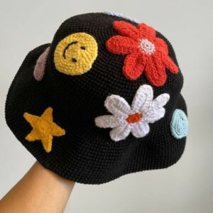 Handgefertigter Häkel-Bucket-Hut – Ideal zum Kombinieren mit Freizeit- und Boho-Looks