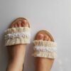 Handgefertigte Makramee-Hausschuhe – Boho-Stil, geeignet für den Innenbereich mit Perlendekor