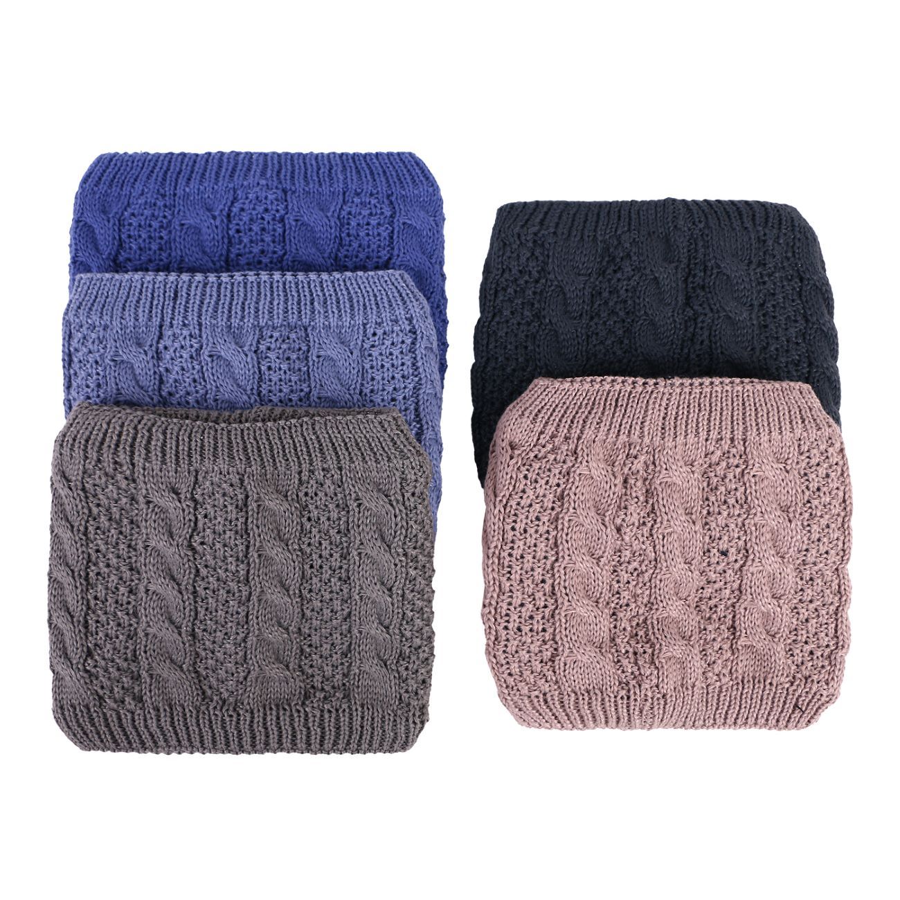 Gestrickter Ringhalsschal mit Fleece-Futter und Spiral-Muster