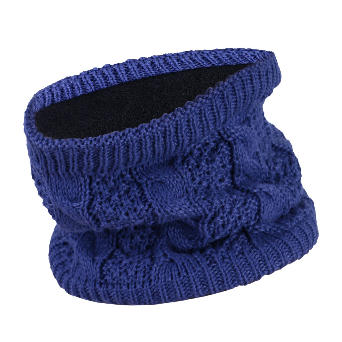 Gestrickter Ringhalsschal mit Fleece-Futter und Spiral-Muster