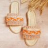 Macrame Hausschuh – Perfekt als Einweihungsgeschenk mit Perlendekor in Orange