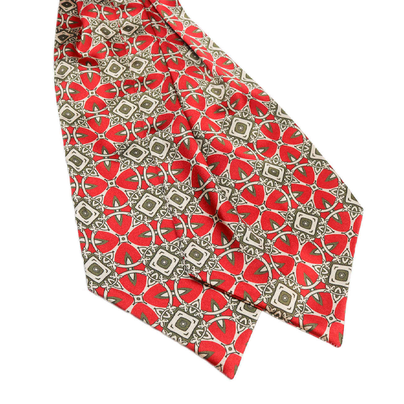 Geometrische Ascot-Krawatte – Klassischer und formeller Stil für Herren, passend für jede Jahreszeit in Rot