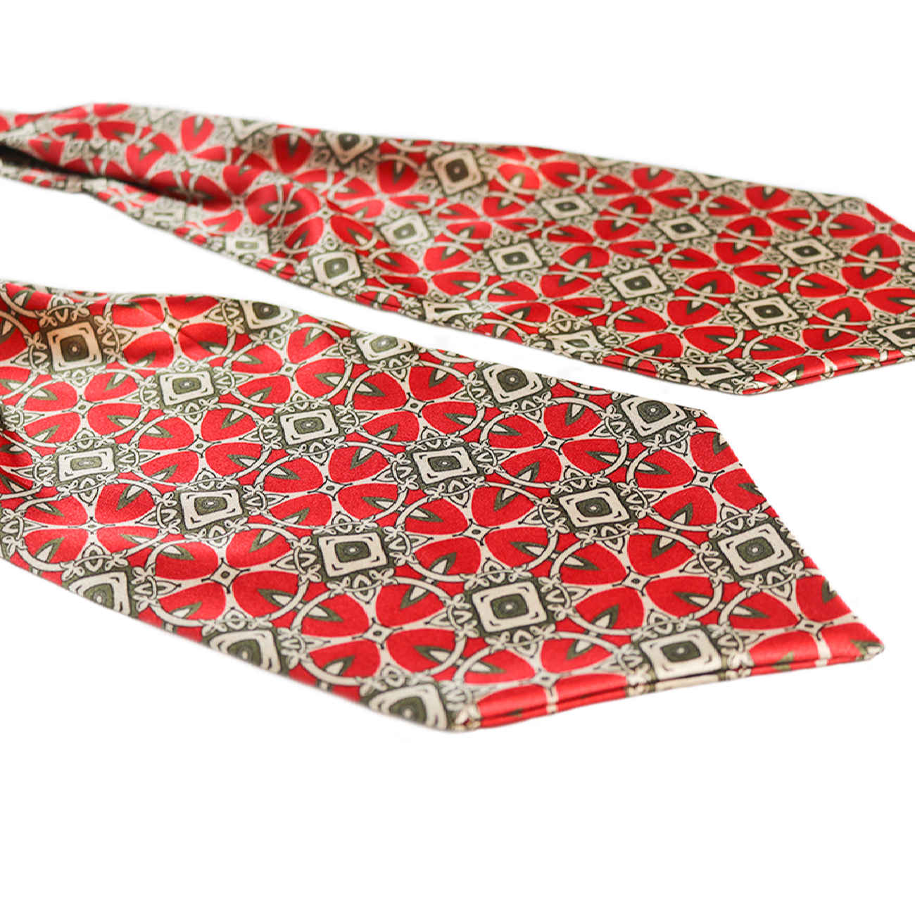 Geometrische Ascot-Krawatte – Klassischer und formeller Stil für Herren, passend für jede Jahreszeit in Rot