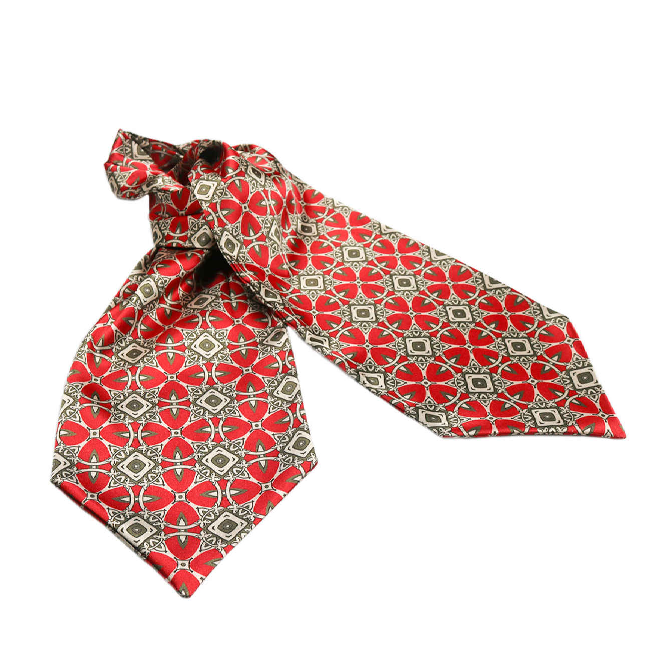 Geometrische Ascot-Krawatte – Klassischer und formeller Stil für Herren, passend für jede Jahreszeit in Rot