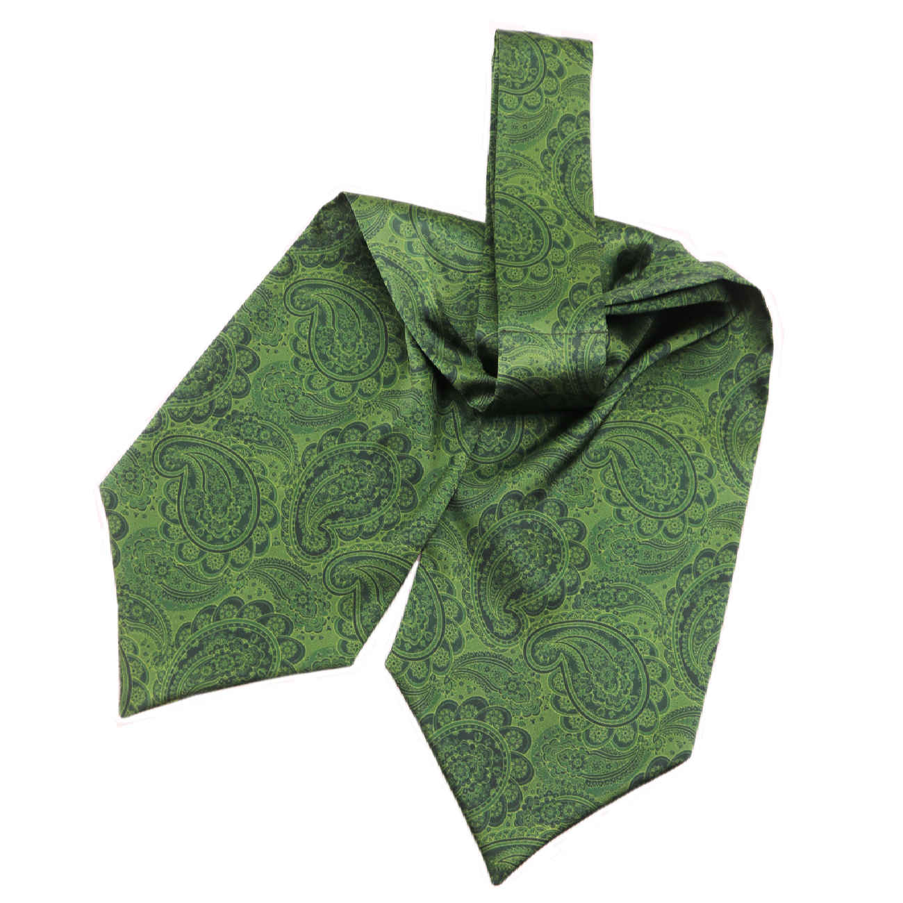 Klassische Ascot-Krawatte für Herren mit grünem, floralem Paisley-Muster