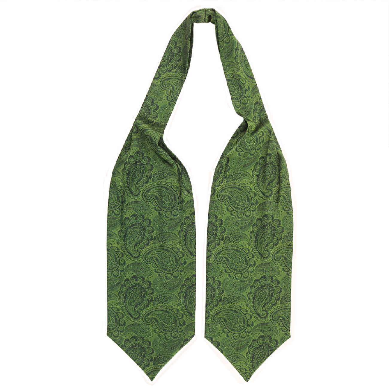 Klassische Ascot-Krawatte für Herren mit grünem, floralem Paisley-Muster