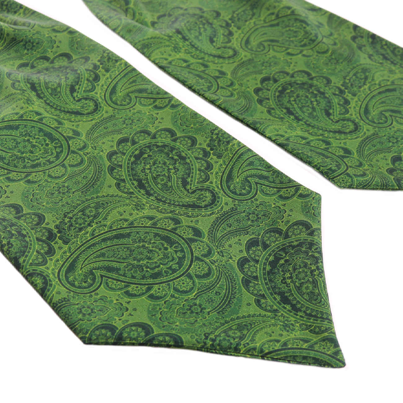 Klassische Ascot-Krawatte für Herren mit grünem, floralem Paisley-Muster