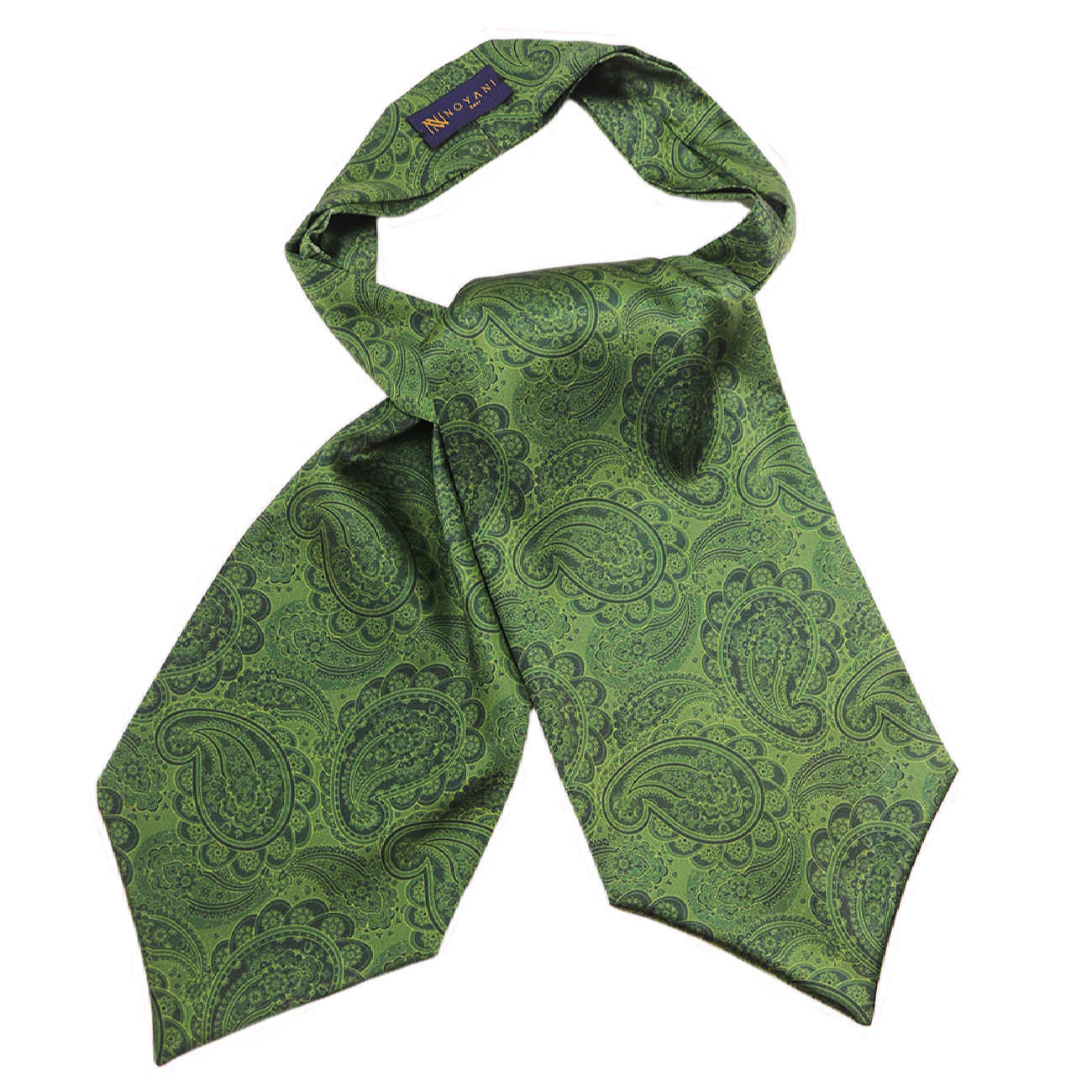Klassische Ascot-Krawatte für Herren mit grünem, floralem Paisley-Muster