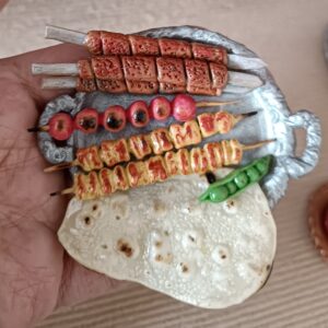 Miniatur Persischer Kebab-Teller Magnet – Ton-Essen Kühlschrankdeko