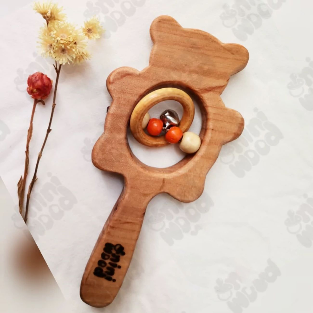 Natürliche Holz Baby Rassel – Süßes Panda-Design für Säuglinge