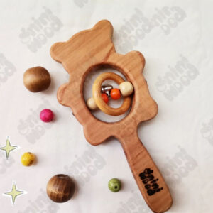 Natürliche Holz Baby Rassel – Süßes Panda-Design für Säuglinge