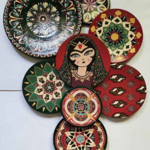 Persisch inspirierte Tonteller-Sets – Komplexe handbemalte Motive (8-teilig)