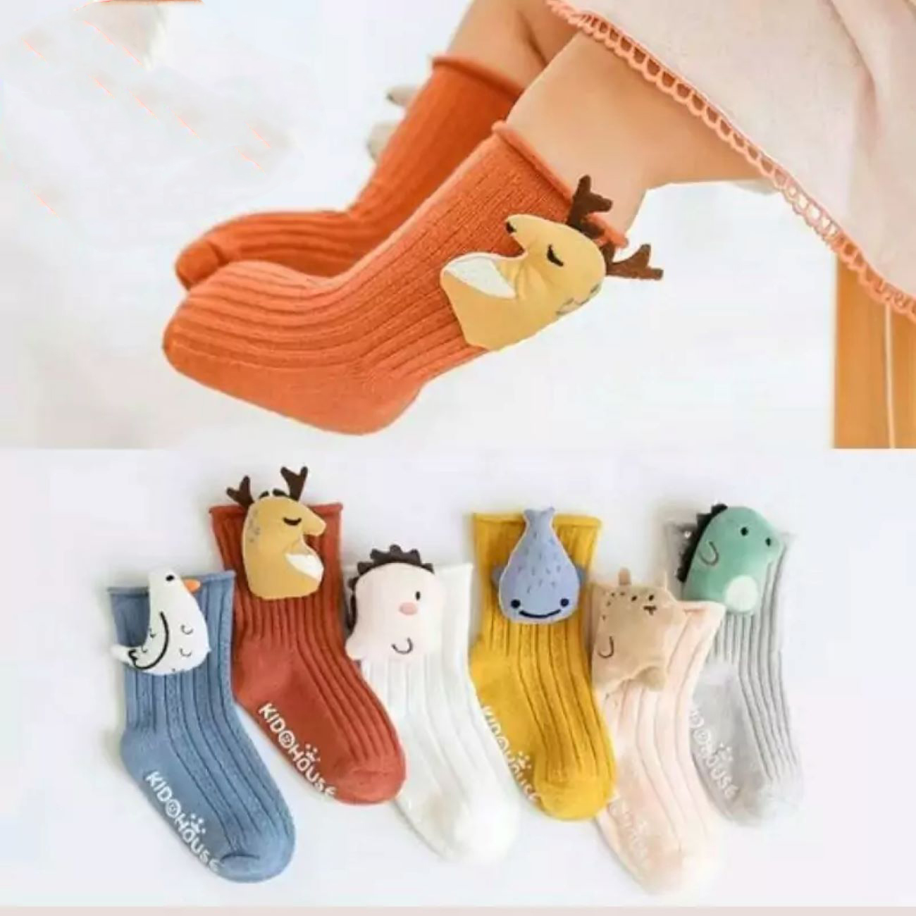Knielange Socken mit Tierdesign – Geeignet für Mädchen bis 3 Jahre alt
