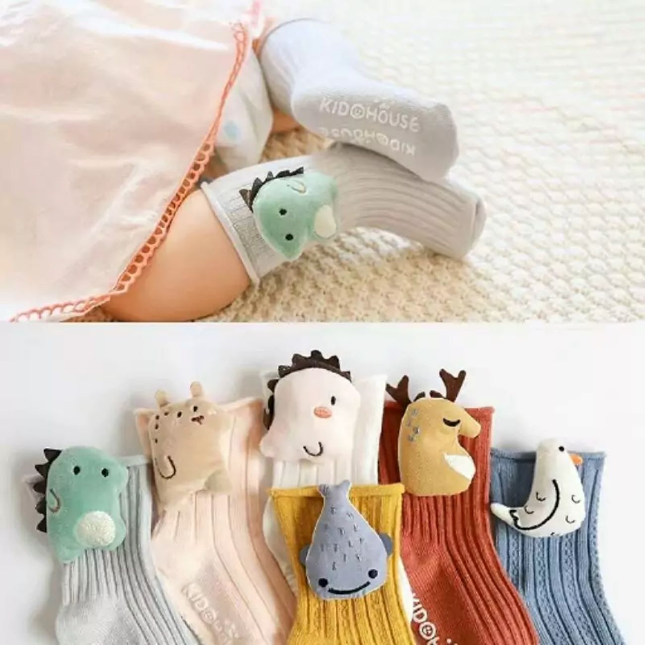 Knielange Socken mit Tierdesign – Geeignet für Mädchen bis 3 Jahre alt
