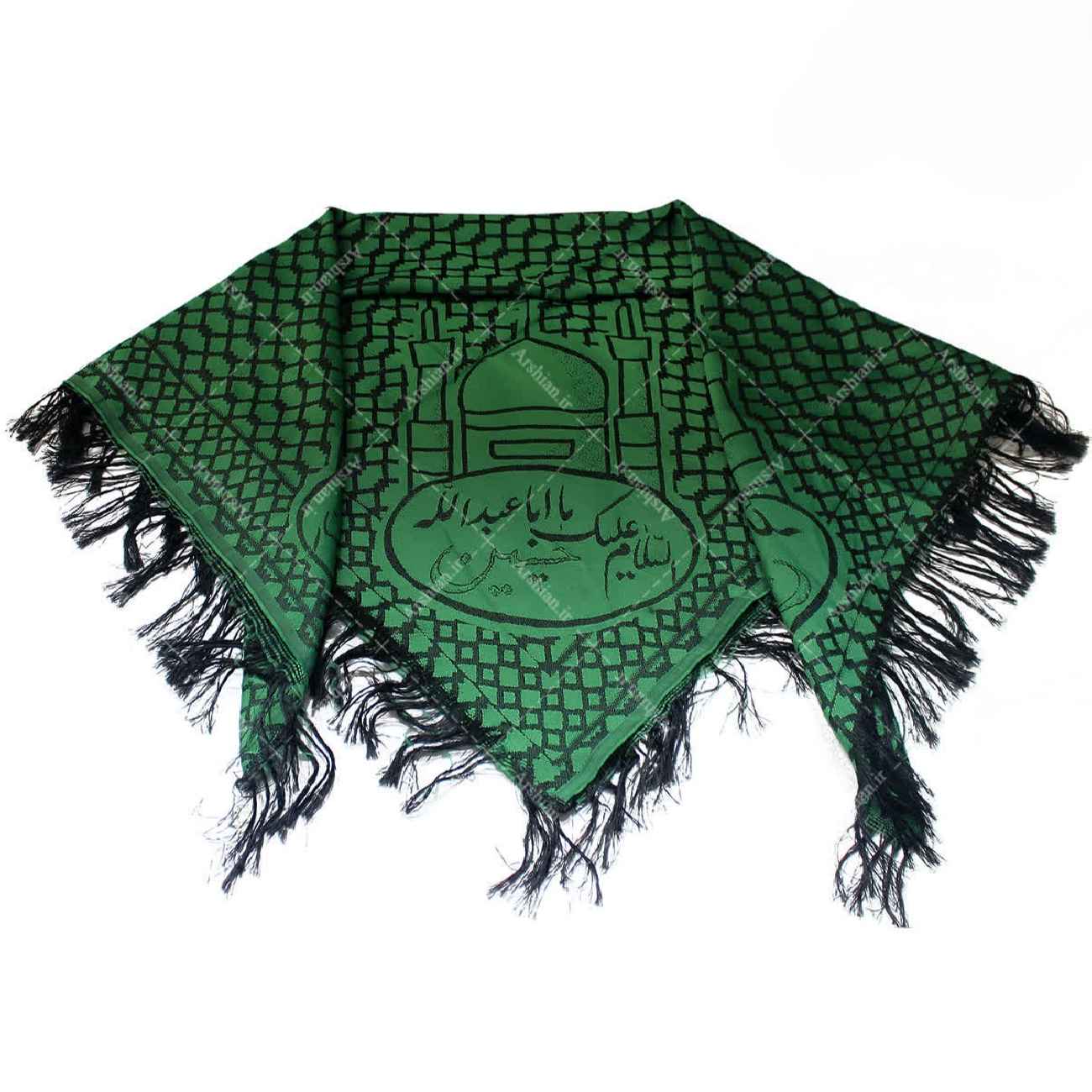 Traditioneller Nahost-Shemagh – Geeignet als Kopf- und Halstuch mit Dhikr-Design in Grün