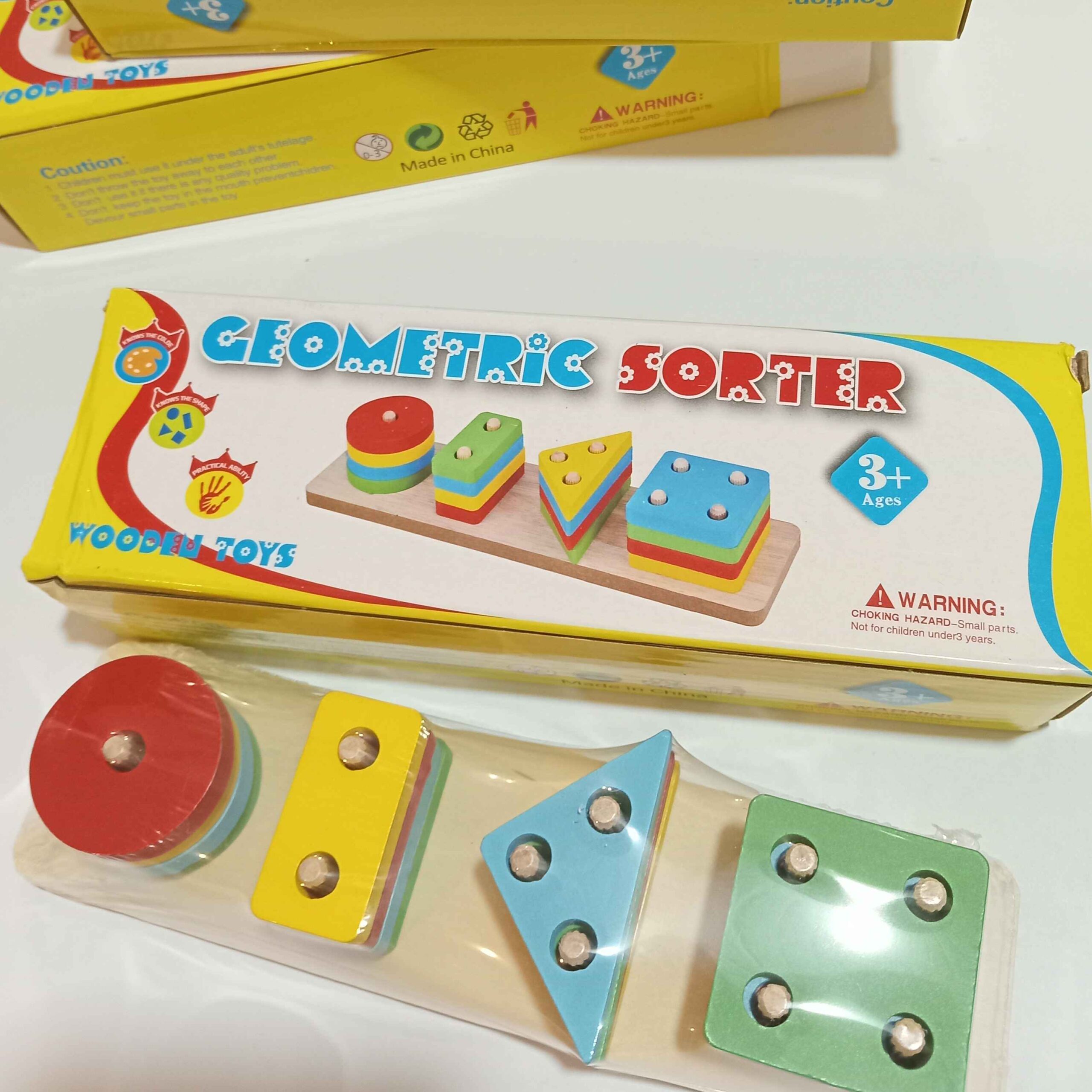Holz Montessori 5-Säulen Formen-Sortier-Puzzle – Förderung der Feinmotorik