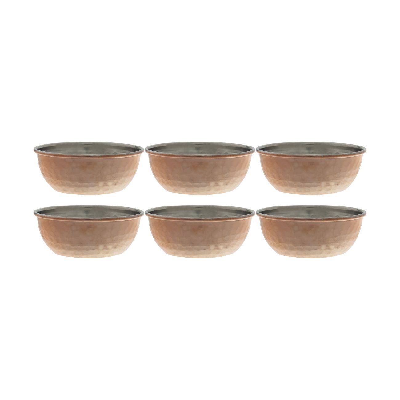 Handgefertigtes Kupferschalen-Set aus Zanjan – Geeignet für Desserts und Nüsse, Packung mit 6 Stück