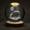 3D Kristall-Globus-Tischlampe, Romantisches Delfin- und Mond-Design-Modell
