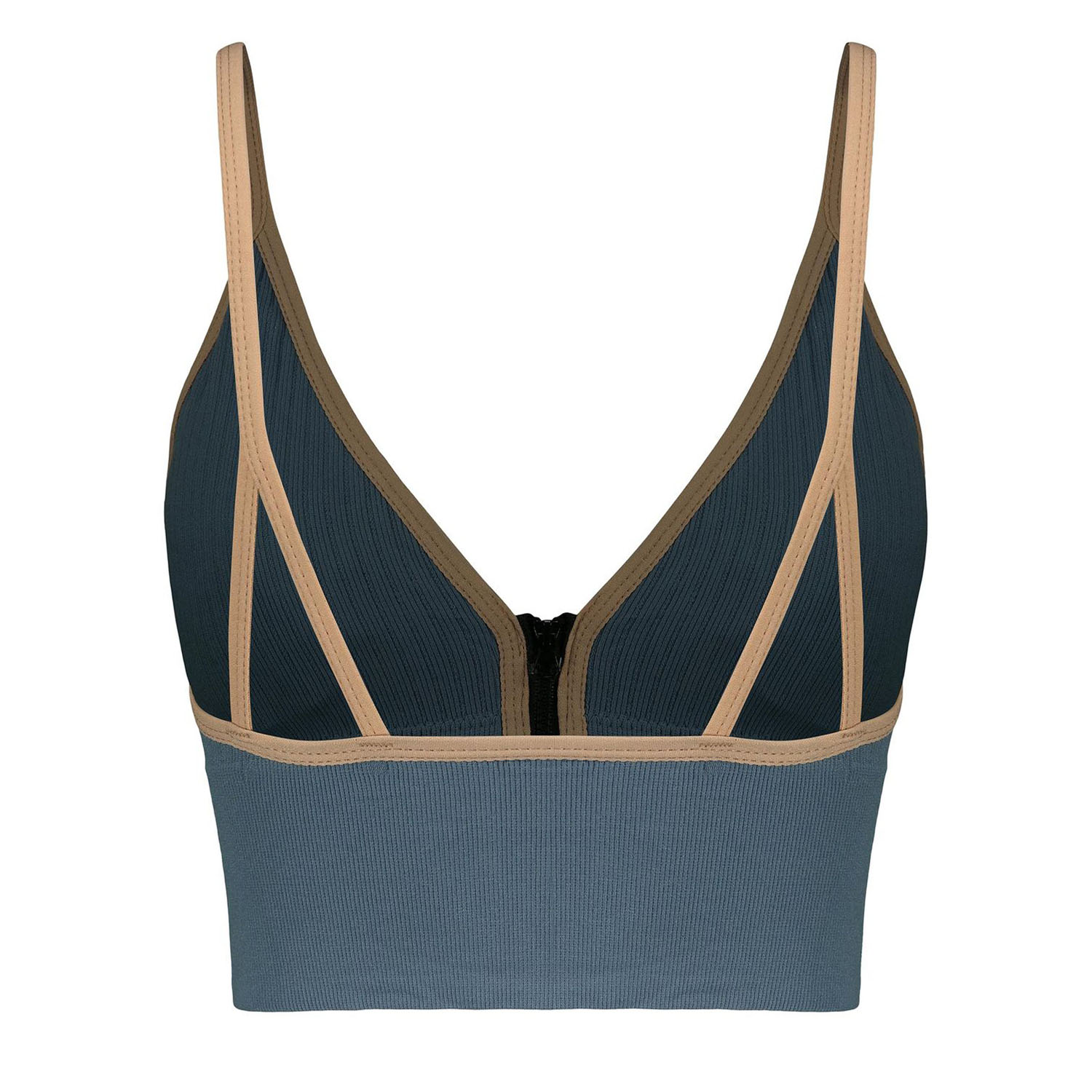 Athletisches Crop-Top und Höschen-Set – Mit Frontreißverschluss, gepolstert, Modell 4563 in Blau