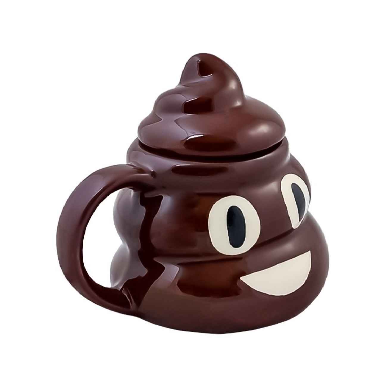 Keramiktasse im Fantasiestil mit Deckel & Lustigem Emoji-Design