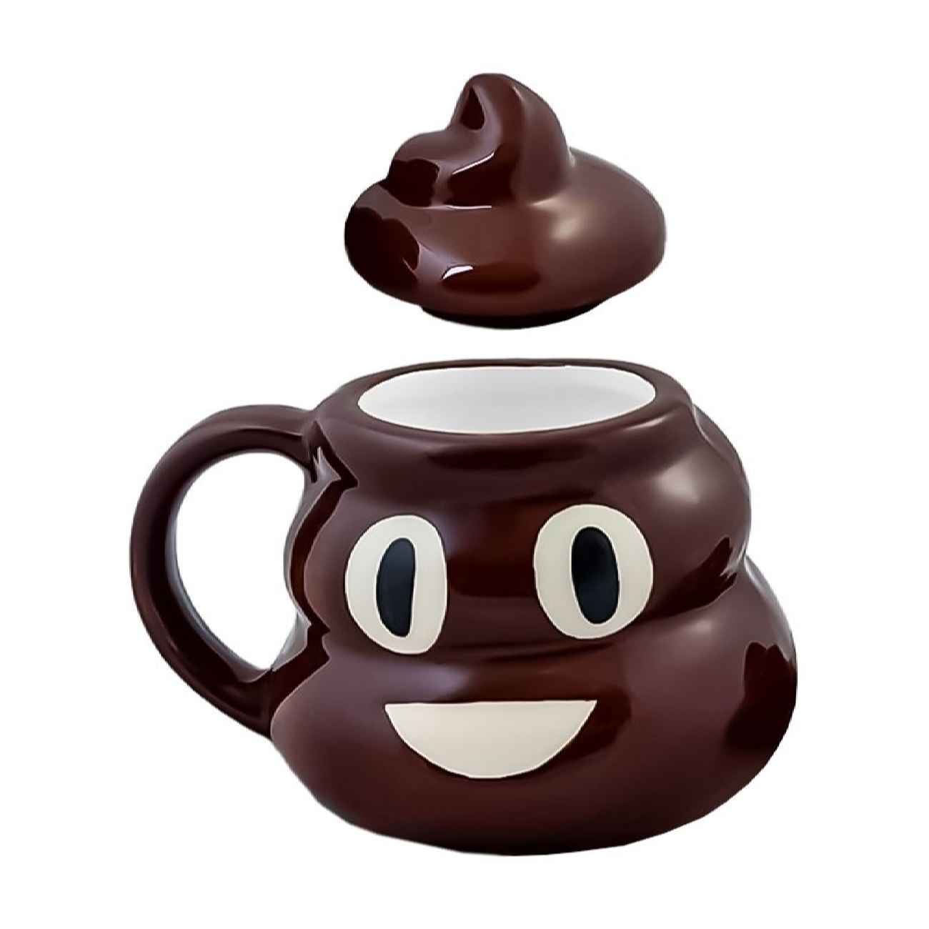 Keramiktasse im Fantasiestil mit Deckel & Lustigem Emoji-Design