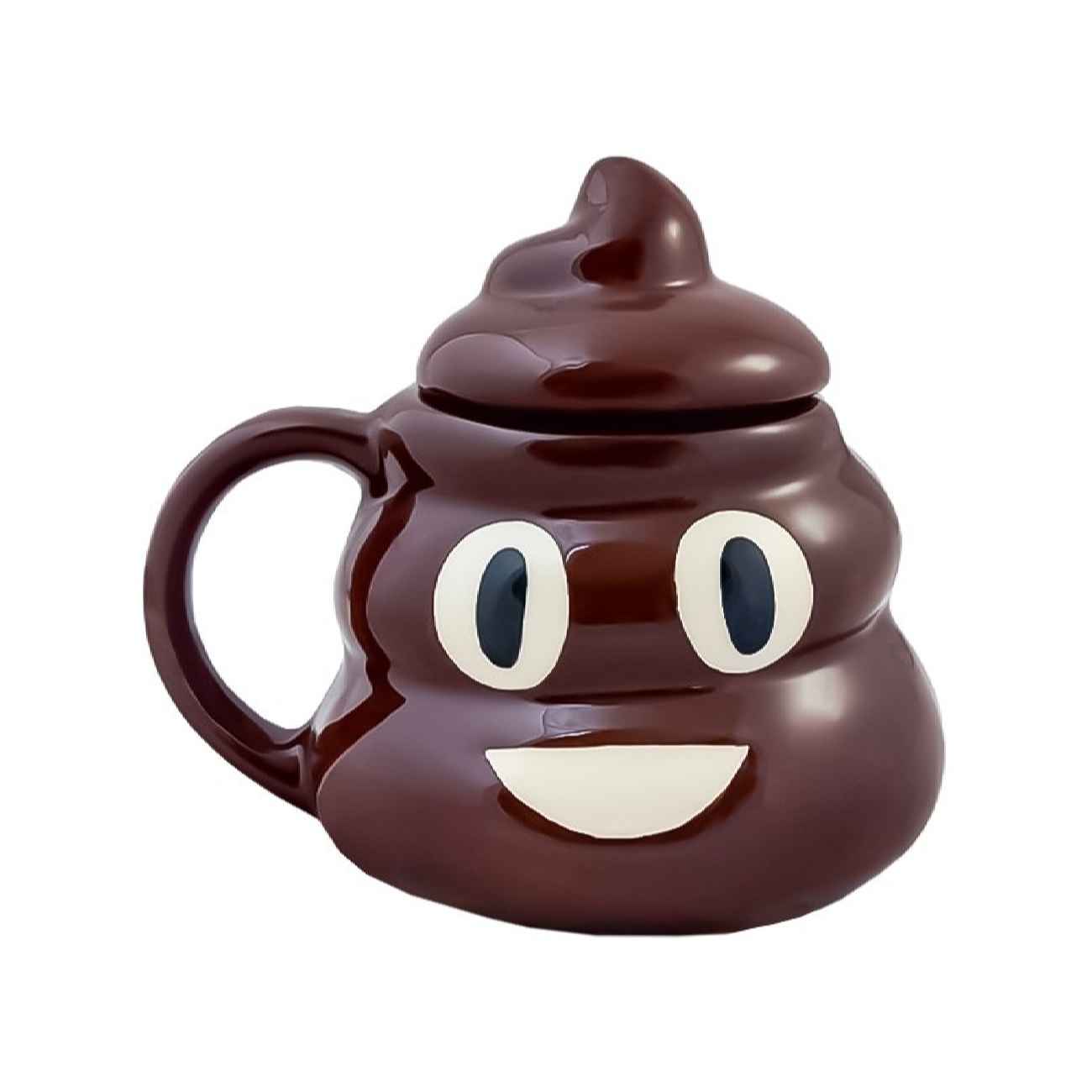 Keramiktasse im Fantasiestil mit Deckel & Lustigem Emoji-Design