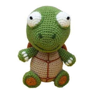 Süße und gemütliche gestrickte Schildkrötenpuppe – Schönes handgefertigtes Wollspielzeug