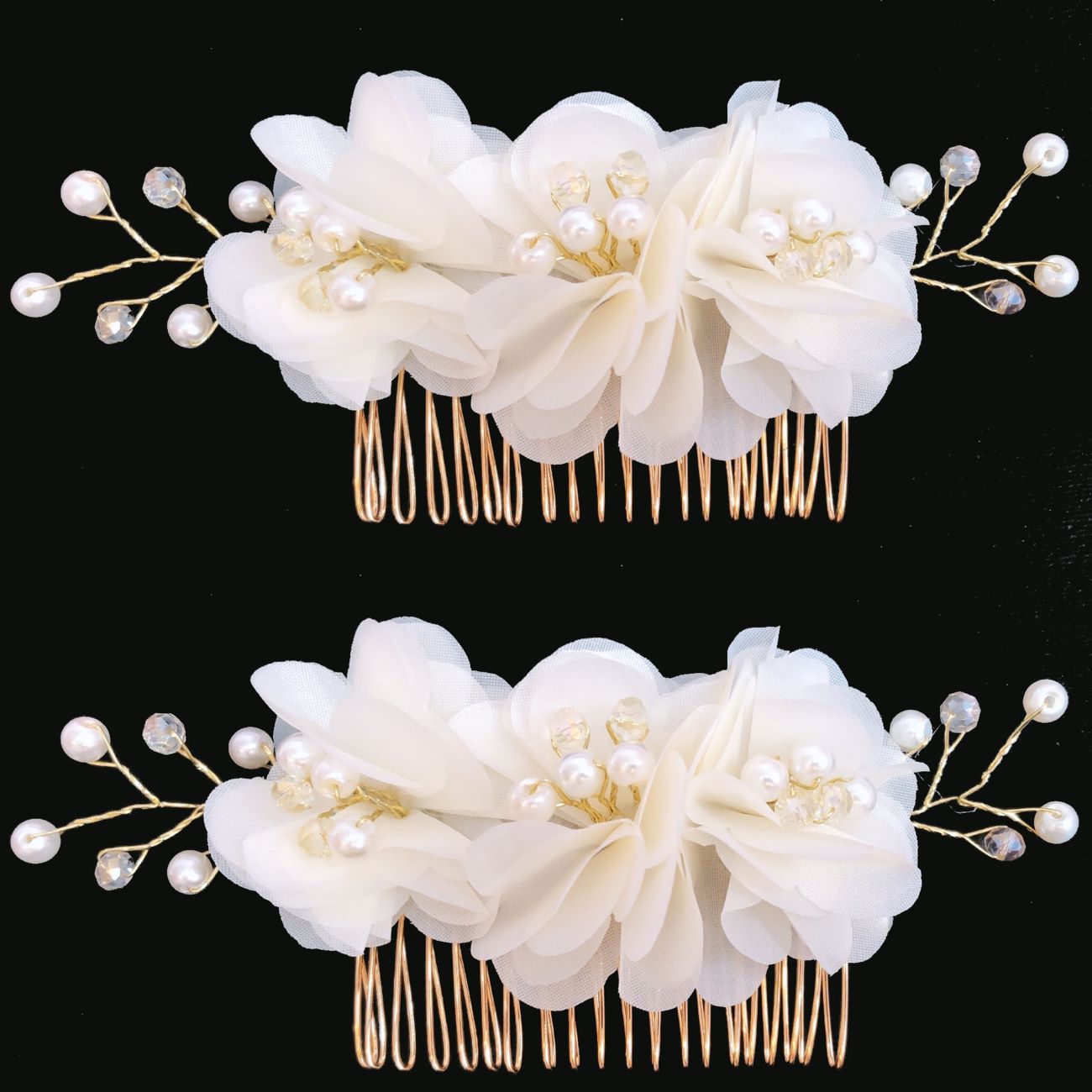 Eleganter Metall-Haarkamm-Clip mit floralem Design – 2 Stück