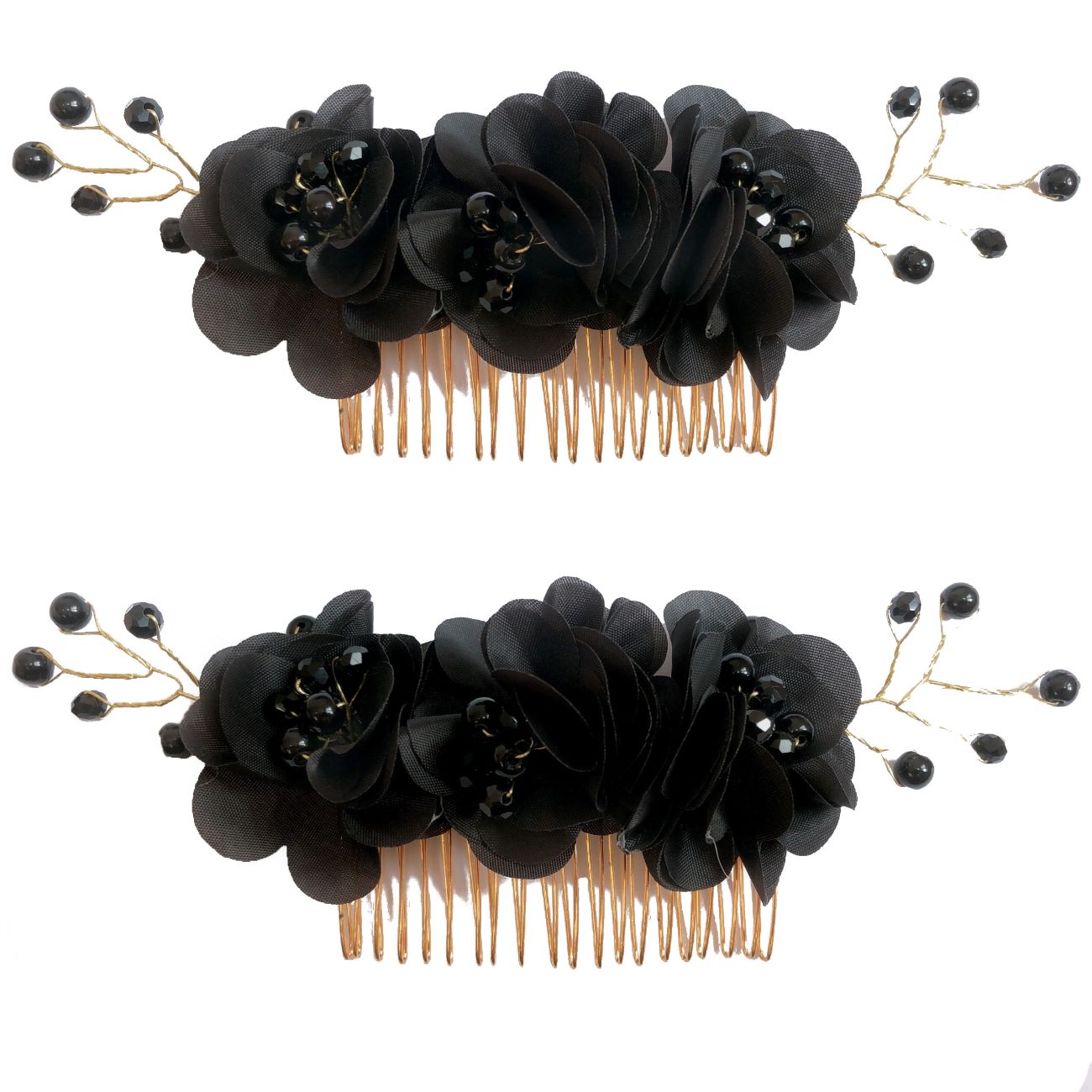 Eleganter Metall-Haarkamm-Clip mit floralem Design – 2 Stück