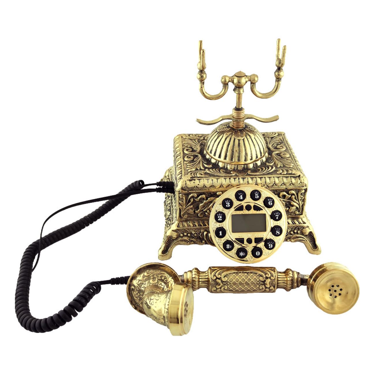 Elegantes altmodisches Messingtelefon im Vintage-Stil