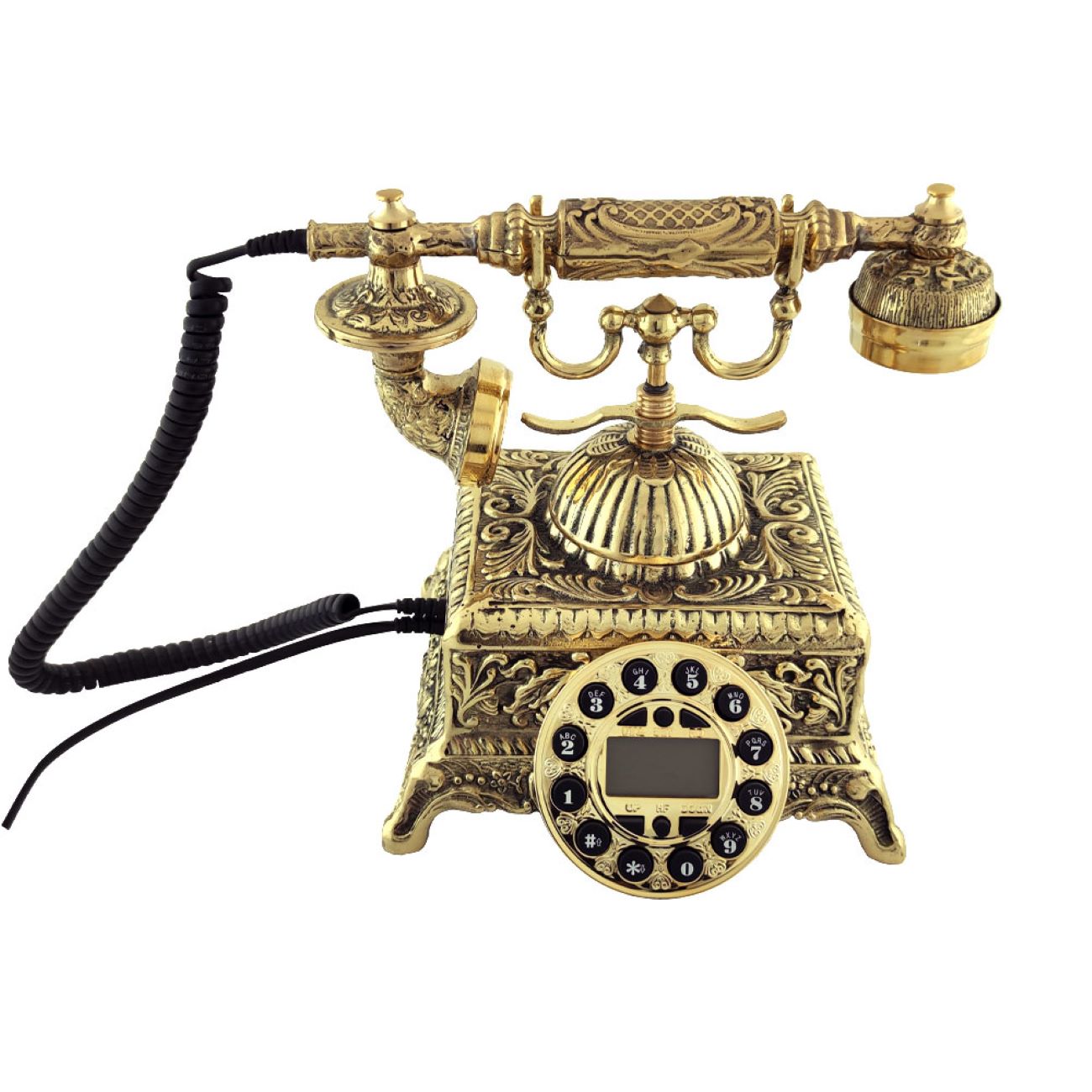 Elegantes altmodisches Messingtelefon im Vintage-Stil