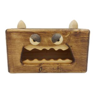 Fantasievolle Holz-Taschentuchabdeckung – Wütendes Monster-Design