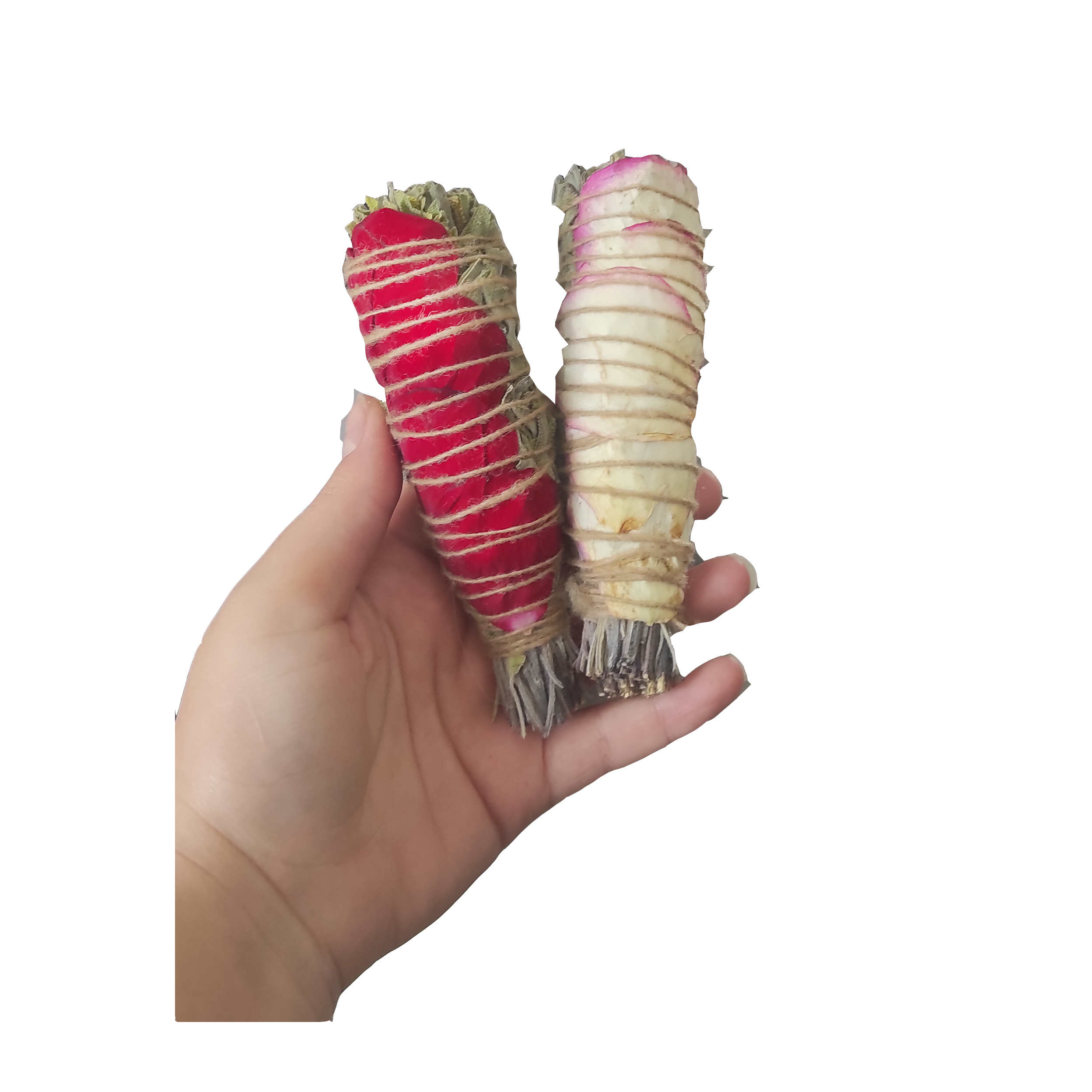 Florales Smudge-Set – Salbei und Rose, geeignet für Ruhe und Konzentration (4er-Pack)