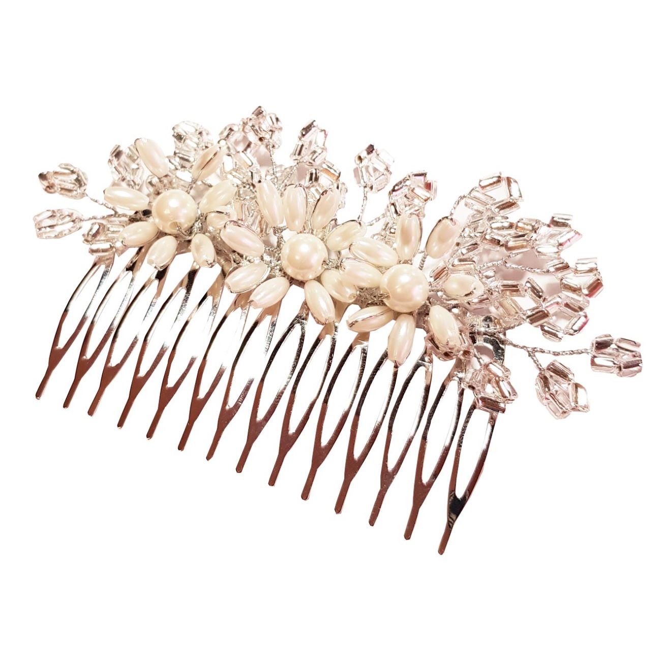 Elegante Haarkamm-Clip-Blume mit Perlen-Design, im Set von 2