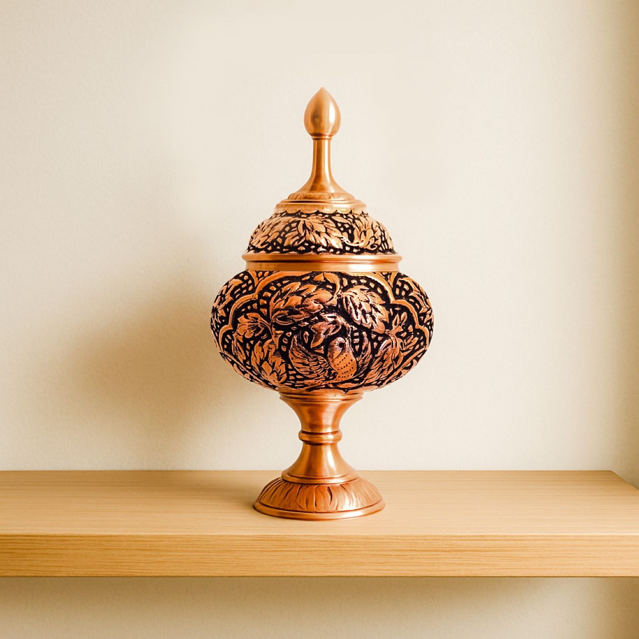 Handgefertigte Kupfer-Bonbonniere mit Blumendekor – Feinste Handwerkskunst