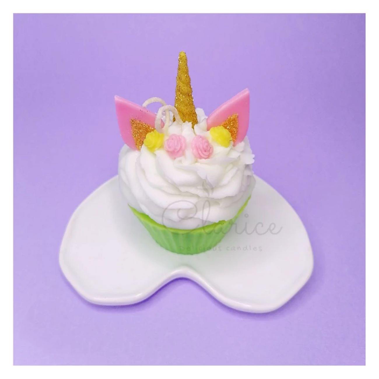 Handgemachte Einhorn-Cupcake-Kerze – Perfekt als Geschenk