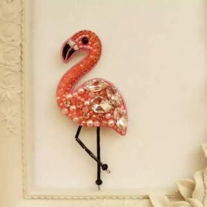 Liebevolle Perlen-Flamingobrosche – farbenfroh und verspielt
