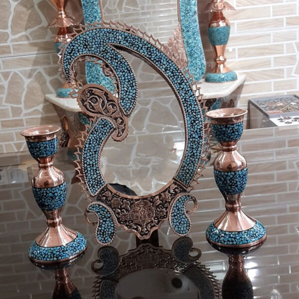 Medium-Sized-Turquoise-Inlay-Mirror-and-Candle-Holder-Set-–-Paransa-Brand-2