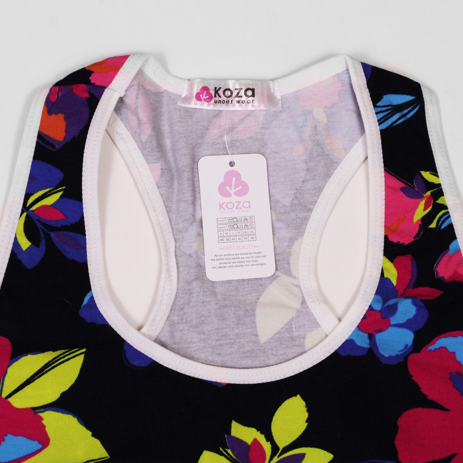 Gepolstertes Koza-Activewear-Set – Schwarzer floraler Sport-BH und Höschen, Modell 9109-1