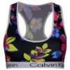 Gepolstertes Koza-Activewear-Set – Schwarzer floraler Sport-BH und Höschen, Modell 9109-1