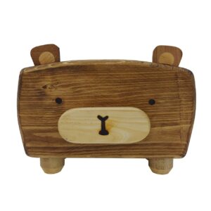 Verspielte Holz-Taschentuchabdeckung – Bären-Design