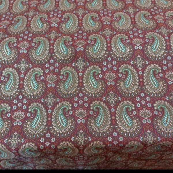 Silk-Termeh-Fabric-–-Burgundy-Peacock-Design-2