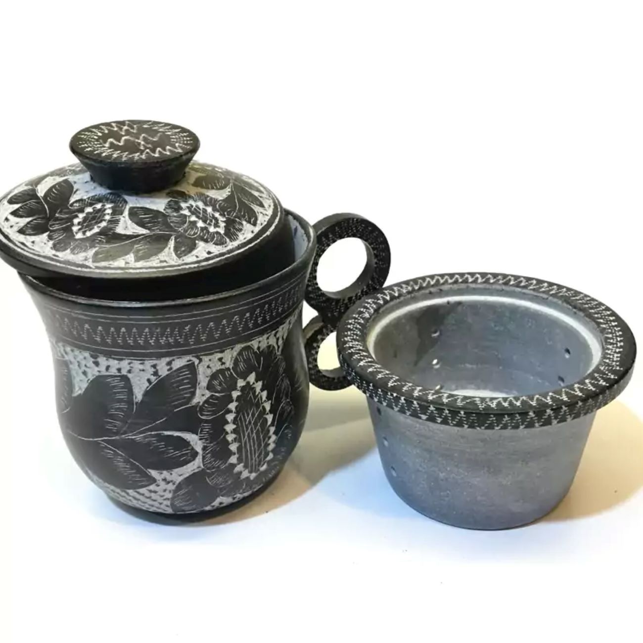 Dreiteiliger handgefertigter natürlicher Stein-Tee-Infuser für Kräuter- und losen Tee