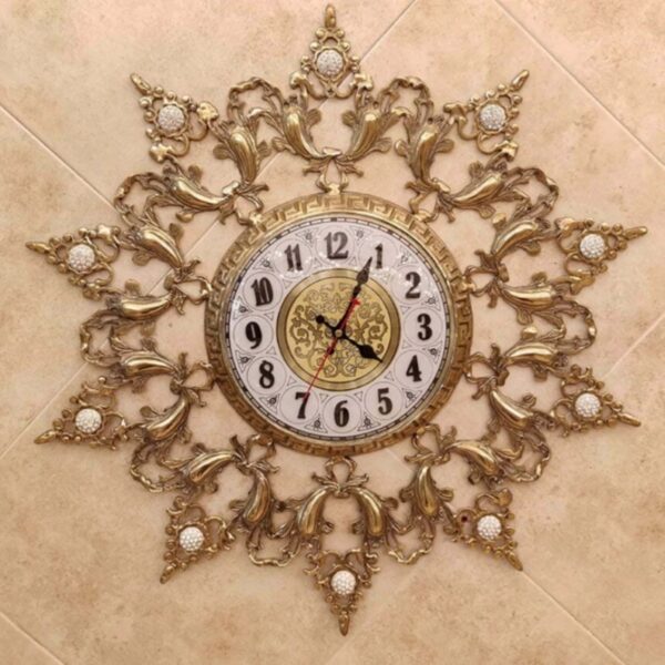 Vintage-Style-Brass-Wall-Clock-with-Floral-Design